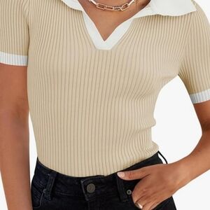 V Neck Collard Shirt Size M